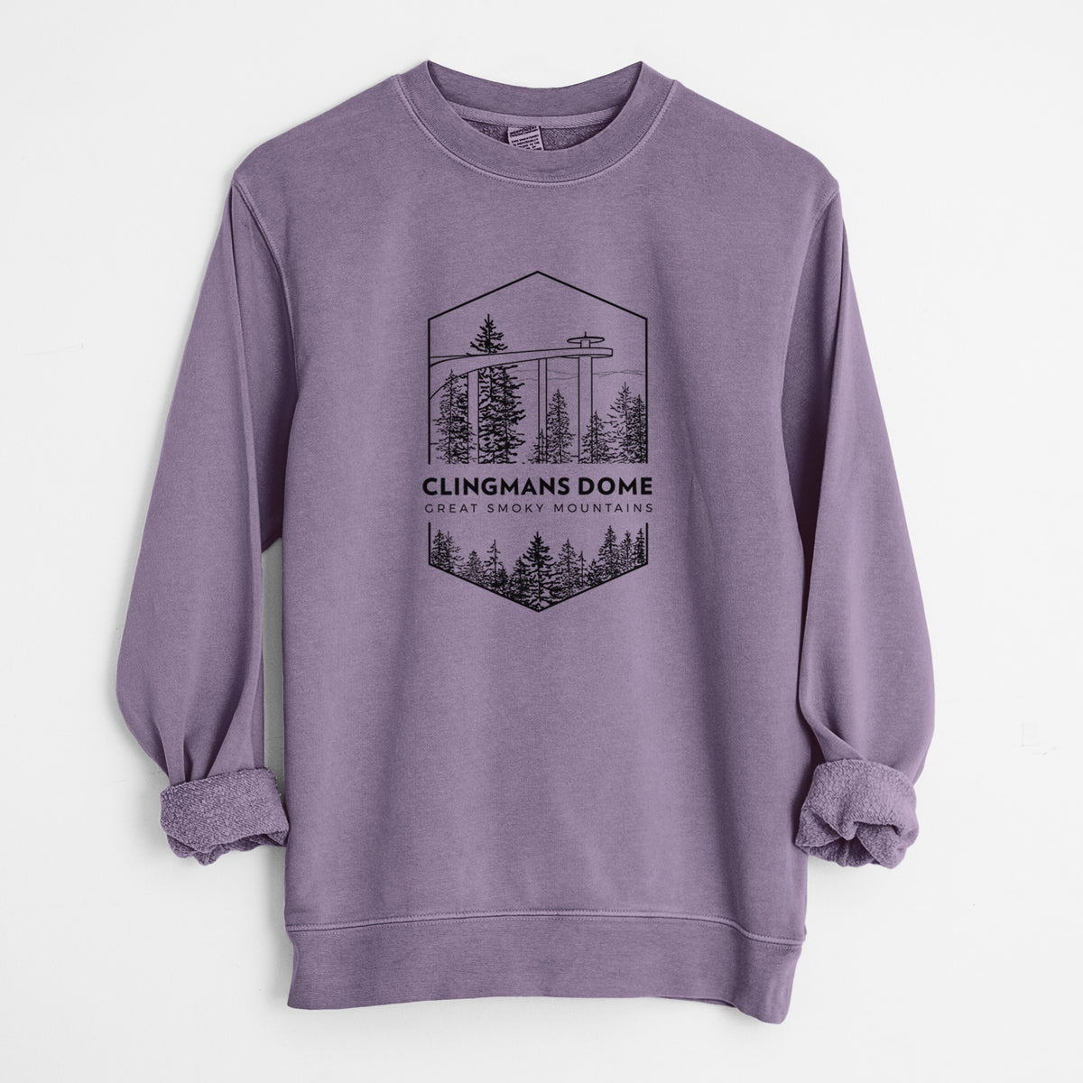 Clingmans Dome - Great Smoky Mountains National Park - Unisex Pigment Dyed Crew Sweatshirt in Plum