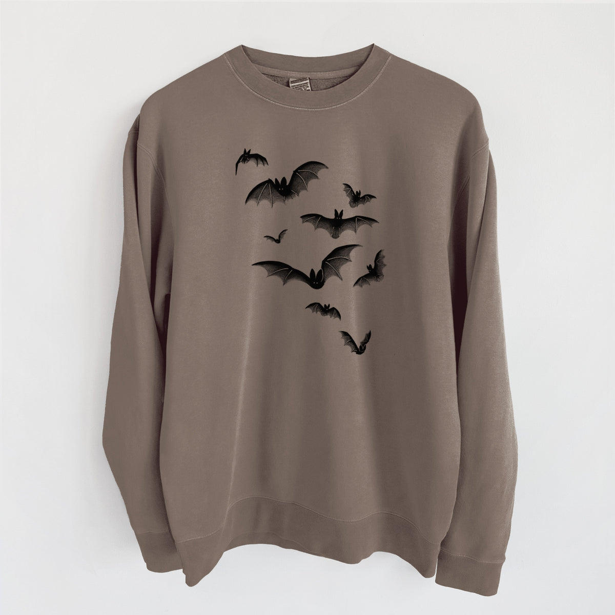 Cloud of Bats - Unisex Pigment Dyed Crew Sweatshirt in Espresso Brown Color