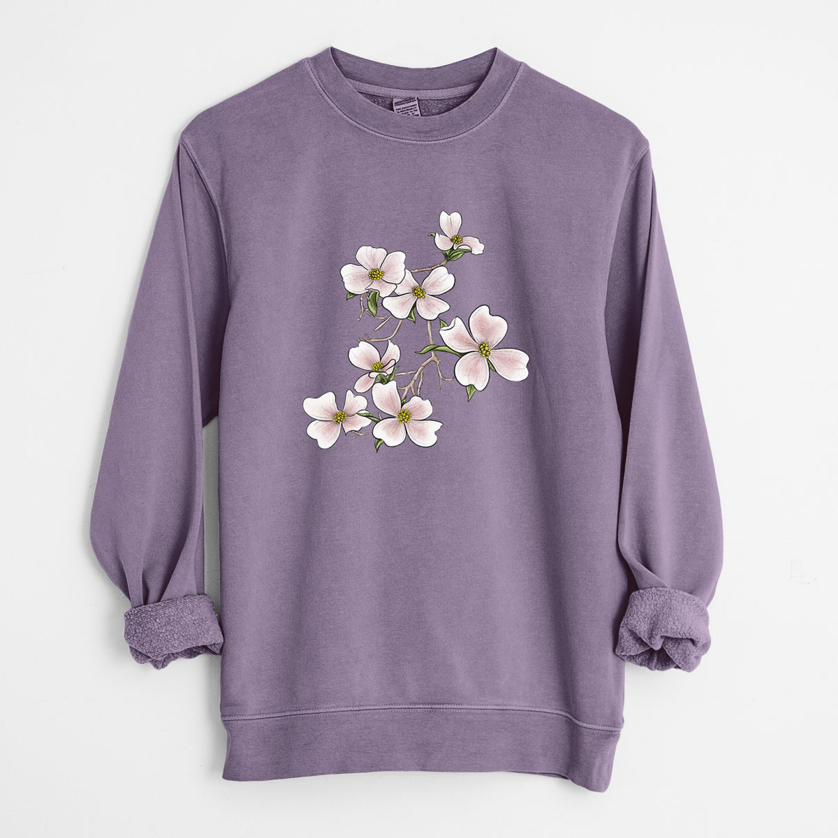 Flowering Dogwood - Cornus florida - Unisex Pigment Dyed Crew Sweatshirt in Plum