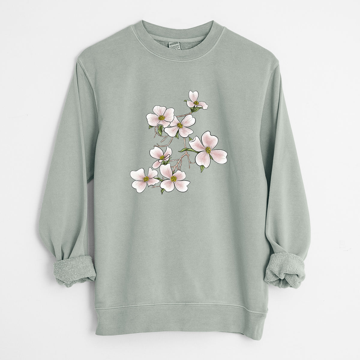 Flowering Dogwood - Cornus florida - Unisex Pigment Dyed Crew Sweatshirt in Sage