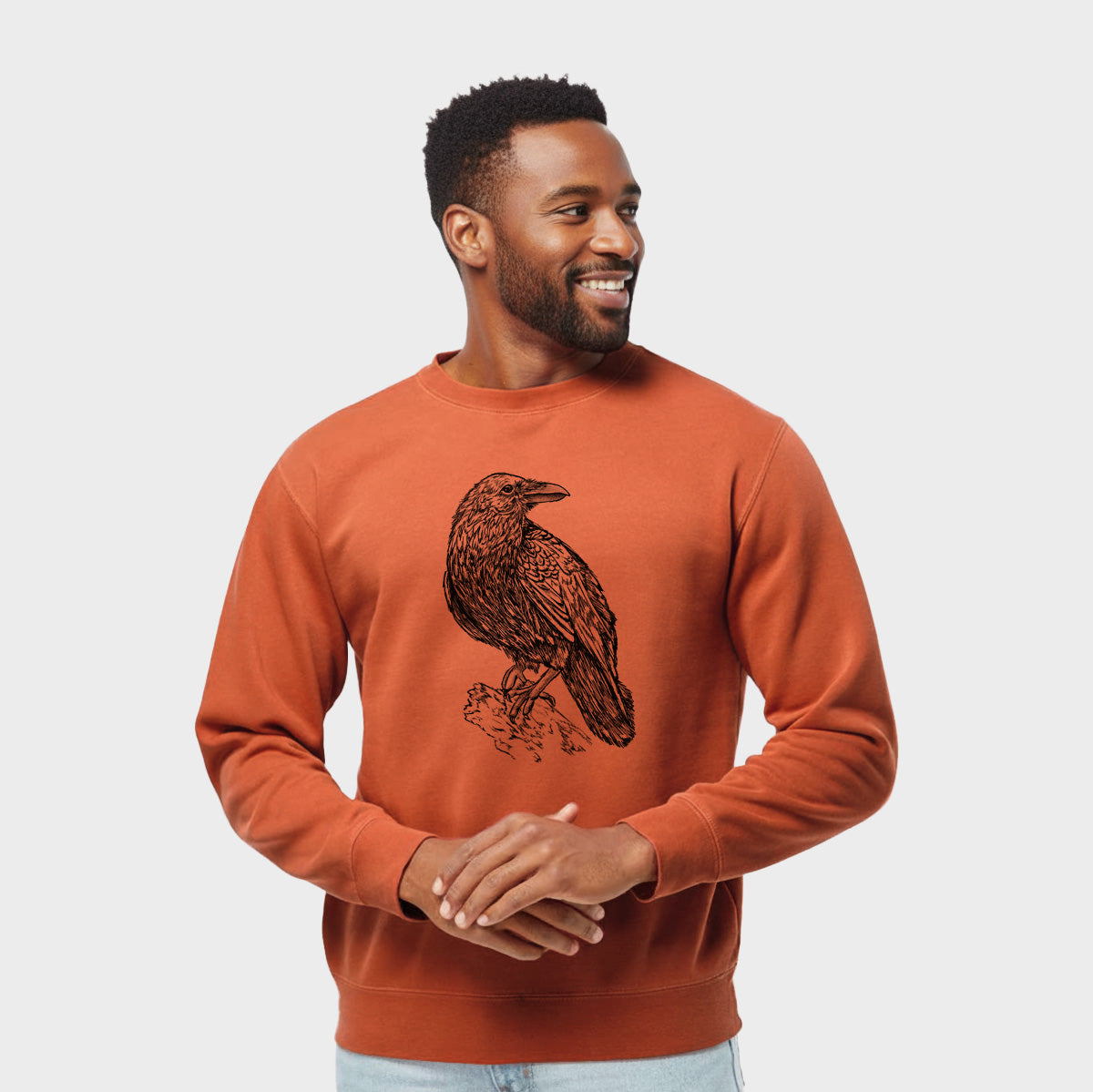 Corvus corax - Common Raven - Unisex Pigment Dyed Crew Sweatshirt in Amber