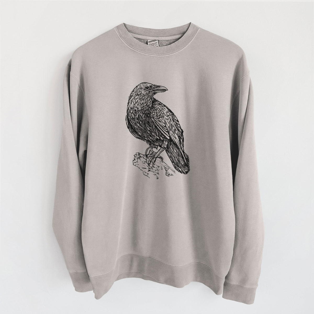 Corvus corax - Common Raven - Unisex Pigment Dyed Crew Sweatshirt in Cement