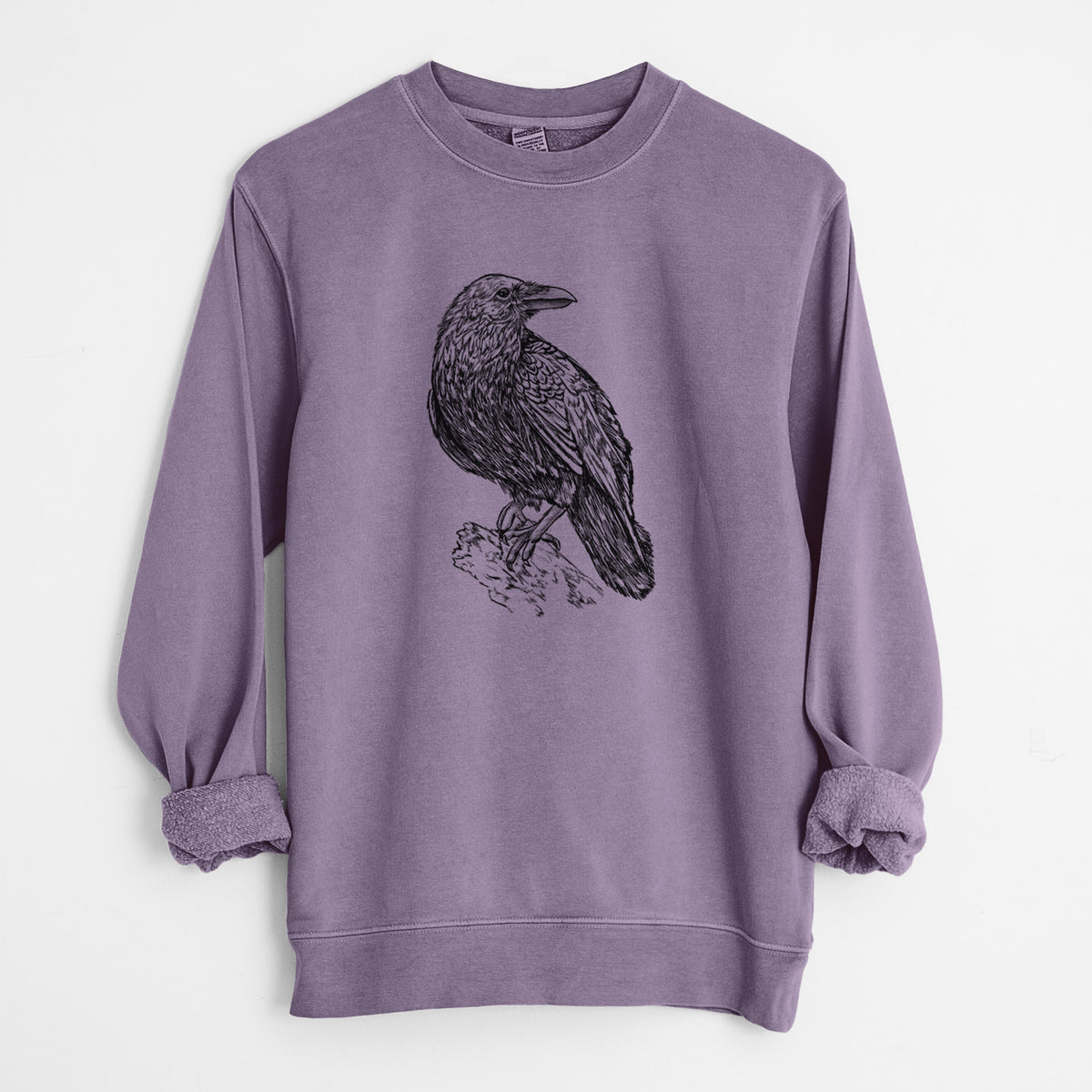 Corvus corax - Common Raven - Unisex Pigment Dyed Crew Sweatshirt in Plum