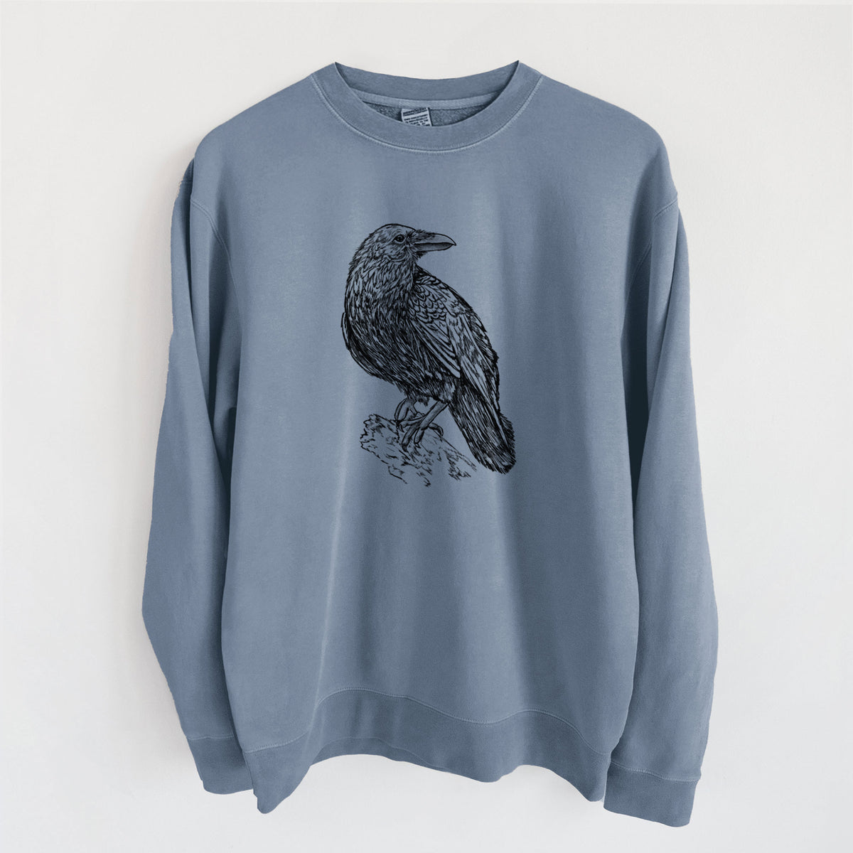 Corvus corax - Common Raven - Unisex Pigment Dyed Crew Sweatshirt in Slate Blue