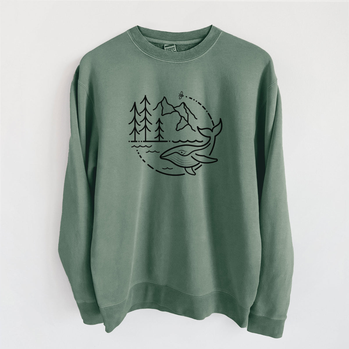 It's All Connected - Unisex Pigment Dyed Crew Sweatshirt in Alpine Green