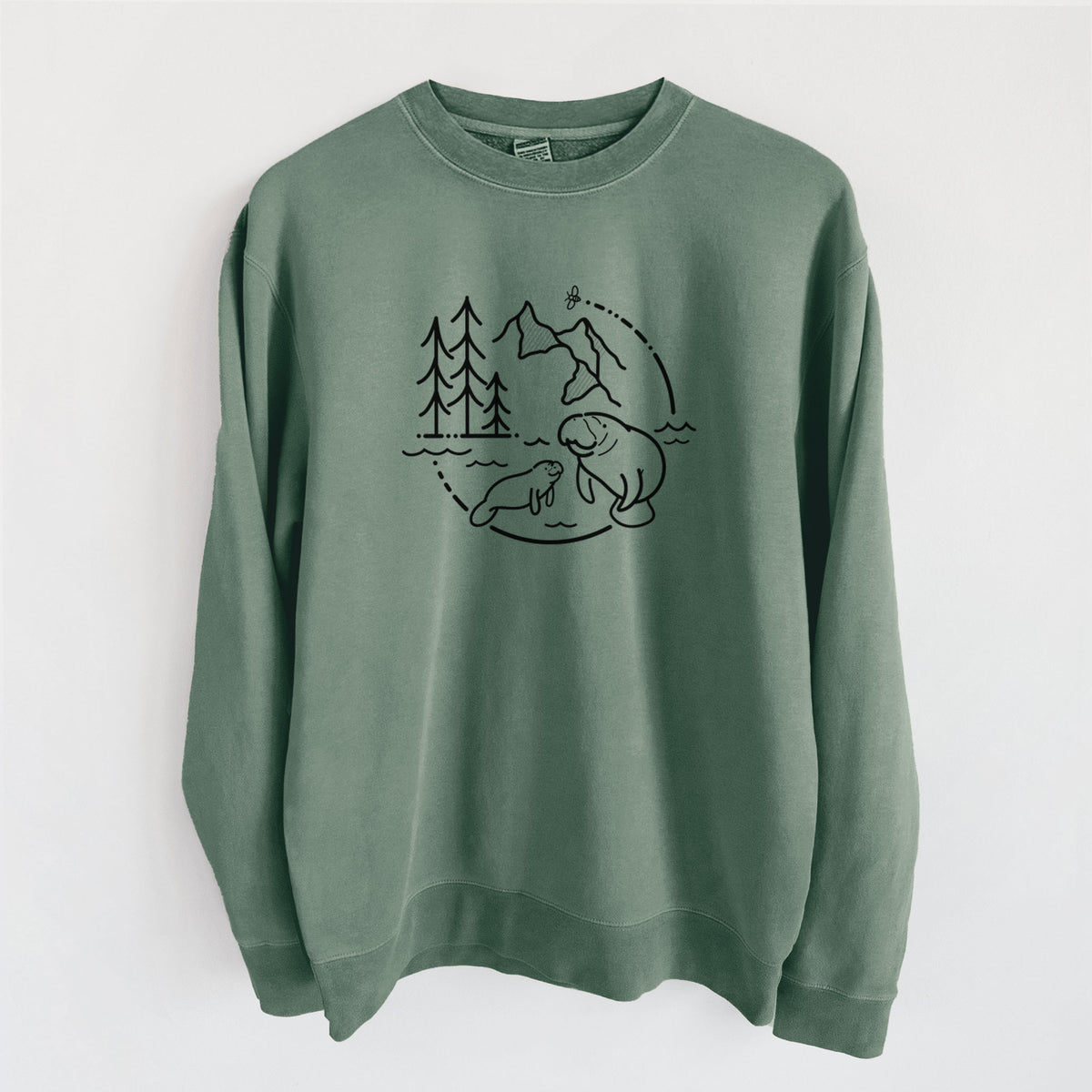 It's All Connected - Manatee - Unisex Pigment Dyed Crew Sweatshirt in Alpine Green