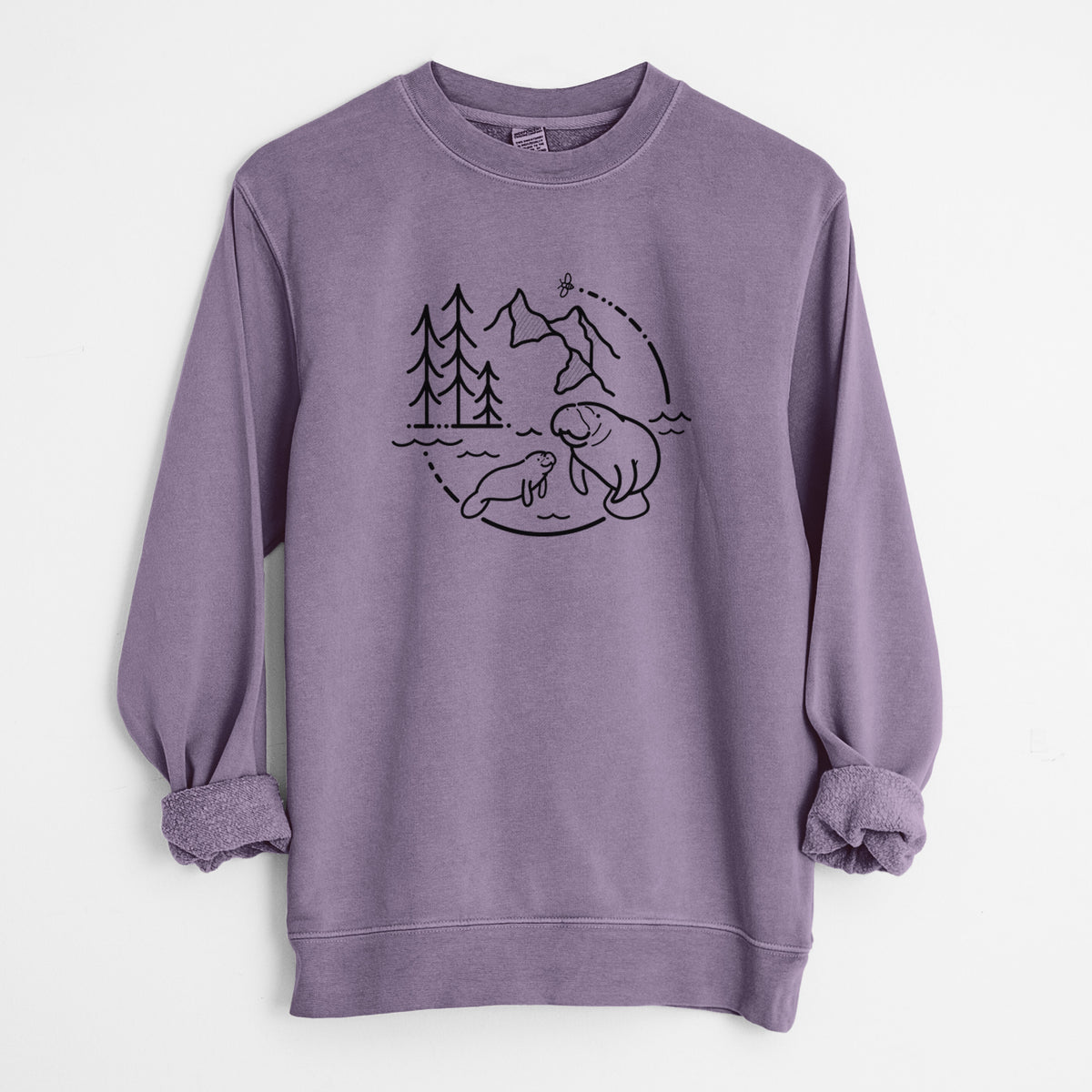 It's All Connected - Manatee - Unisex Pigment Dyed Crew Sweatshirt in Plum