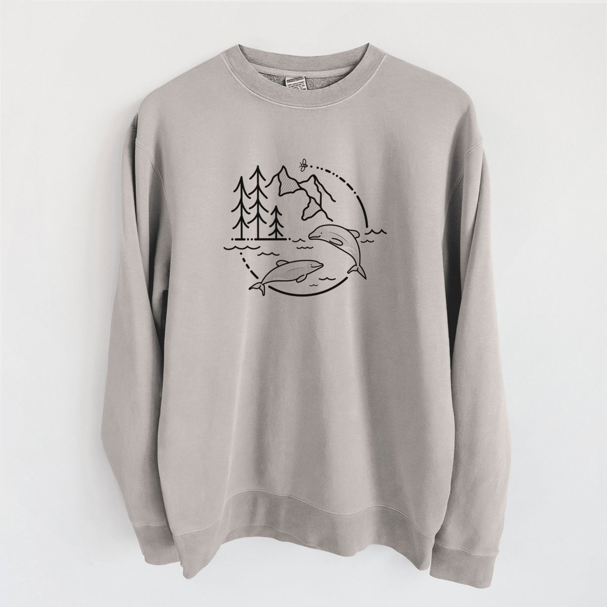 It's All Connected - Maui Dolphins - Unisex Pigment Dyed Crew Sweatshirt in Cement