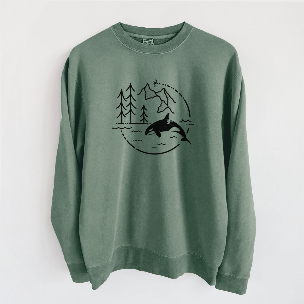 It's All Connected - Orca - Unisex Pigment Dyed Crew Sweatshirt in Alpine Green