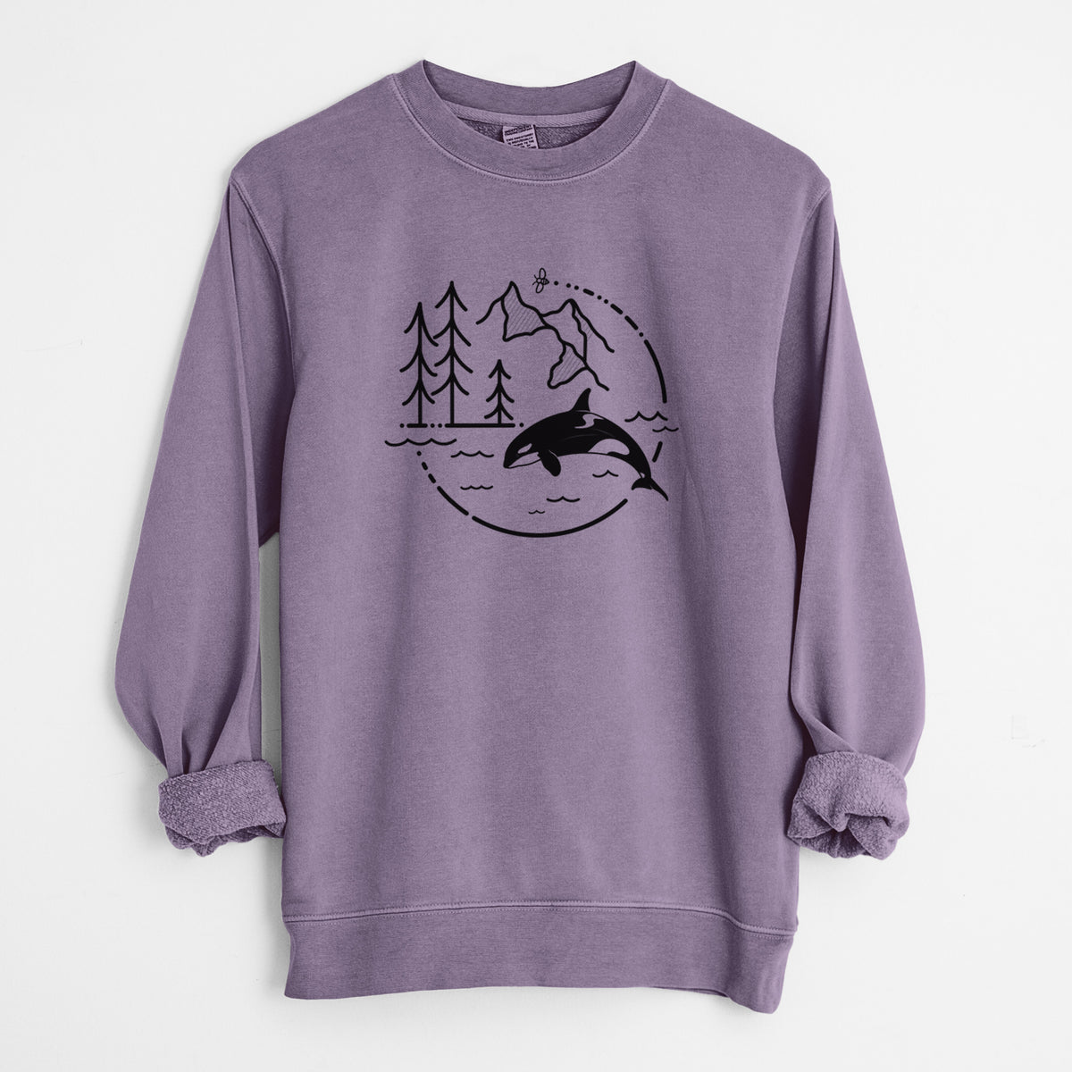 It's All Connected - Orca - Unisex Pigment Dyed Crew Sweatshirt in Plum