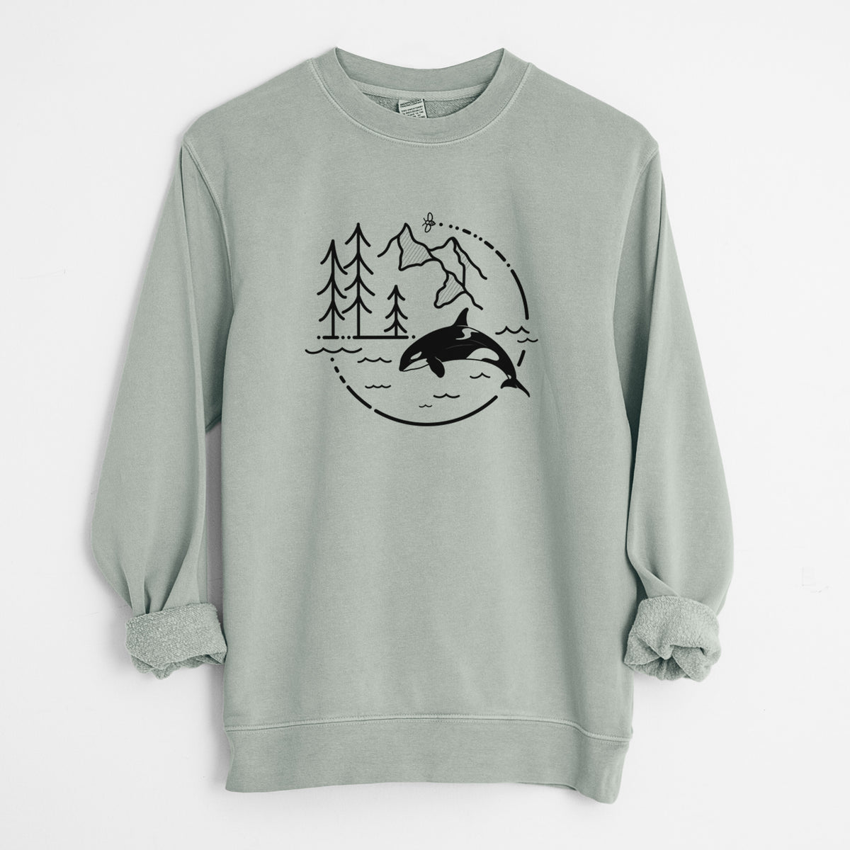 It's All Connected - Orca - Unisex Pigment Dyed Crew Sweatshirt in Sage
