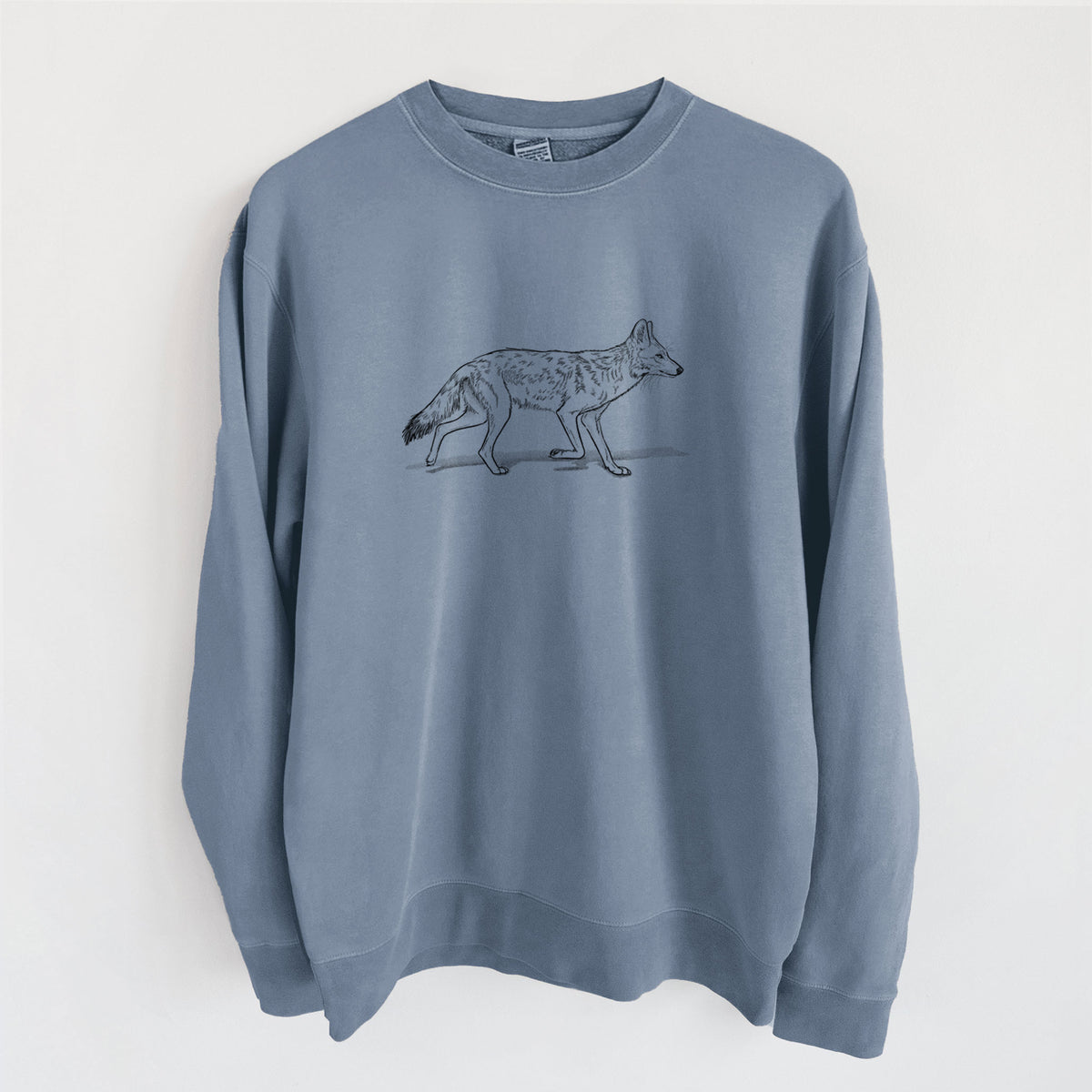 Coyote - Canis latrans - Unisex Pigment Dyed Crew Sweatshirt in Slate Blue