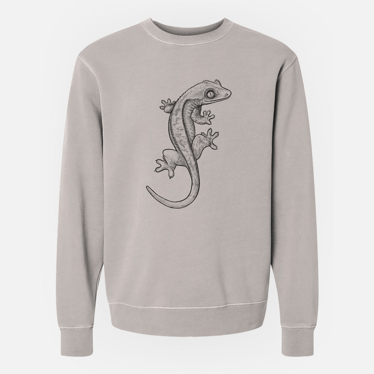Crested Gecko - Correlophus ciliatus - Unisex Pigment Dyed Crew Sweatshirt in Cement