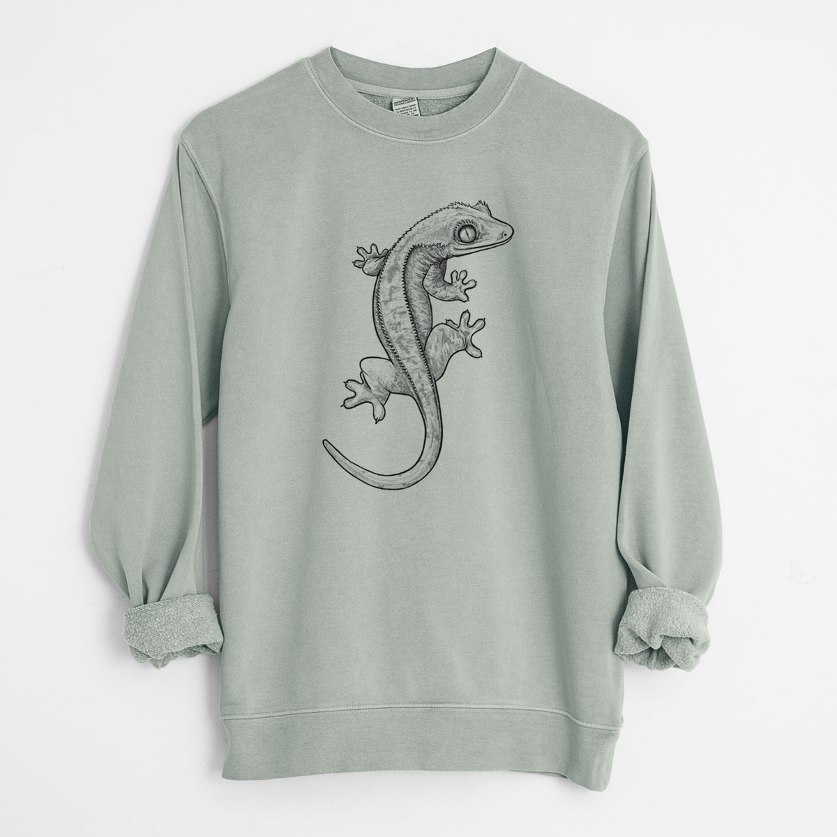 Crested Gecko - Correlophus ciliatus - Unisex Pigment Dyed Crew Sweatshirt in Sage