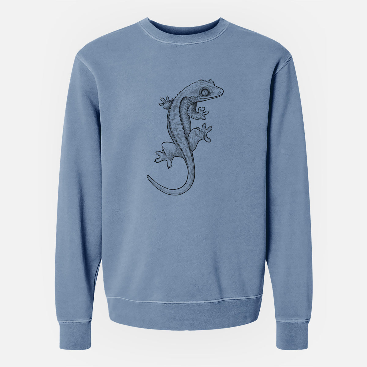 Crested Gecko - Correlophus ciliatus - Unisex Pigment Dyed Crew Sweatshirt in Slate Blue
