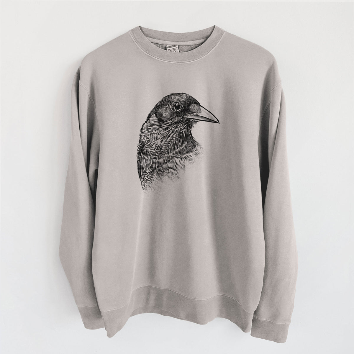 American Crow Bust - Corvus brachyrhynchos - Unisex Pigment Dyed Crew Sweatshirt in Cement