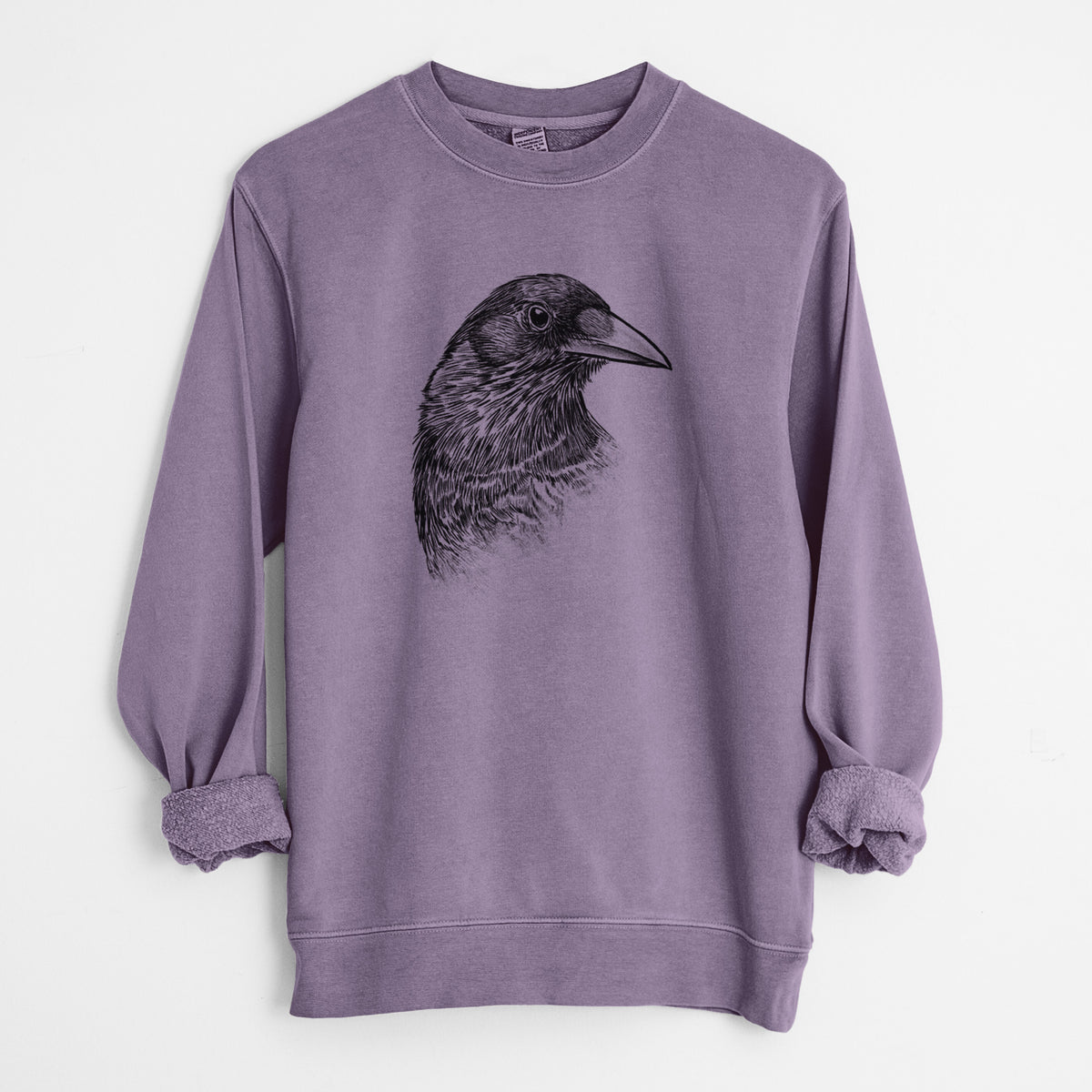 American Crow Bust - Corvus brachyrhynchos - Unisex Pigment Dyed Crew Sweatshirt in Plum