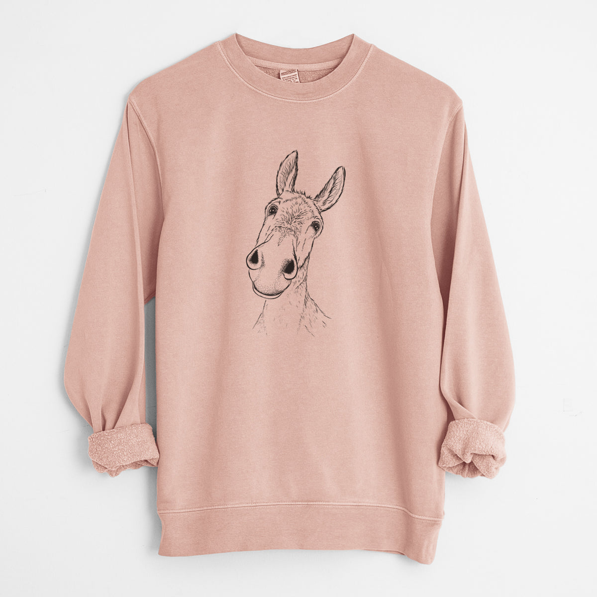 Curious Donkey - Unisex Pigment Dyed Crew Sweatshirt in Dusty Pink