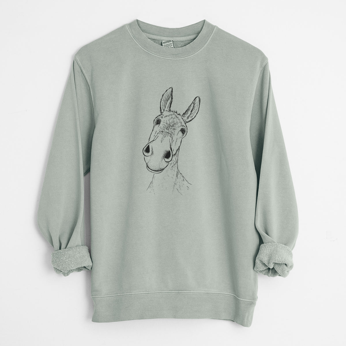 Curious Donkey - Unisex Pigment Dyed Crew Sweatshirt in Sage