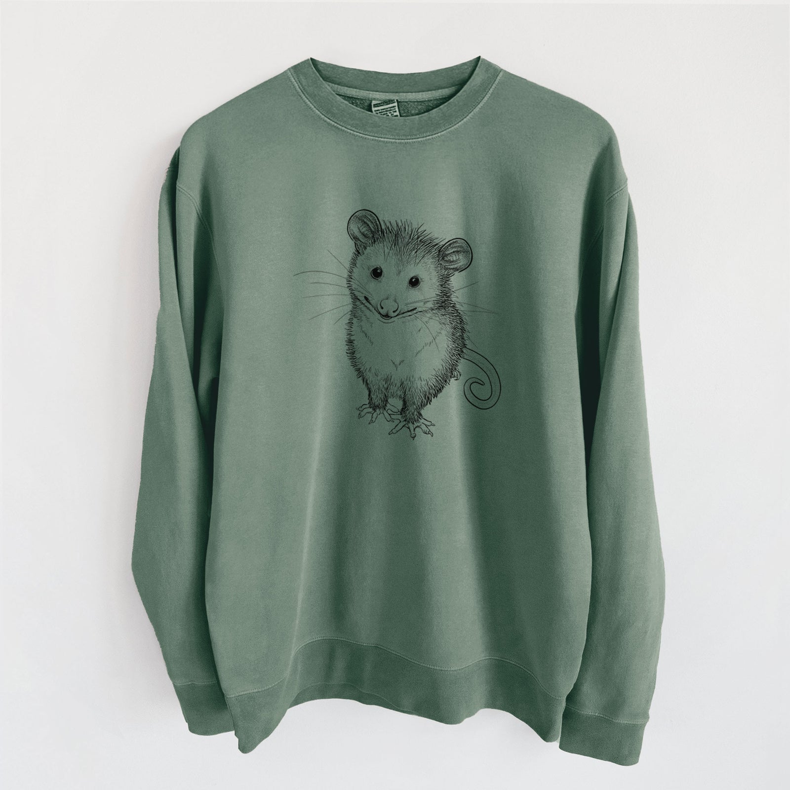 Cute Opossum - Unisex Pigment Dyed Crew Sweatshirt in Alpine Green