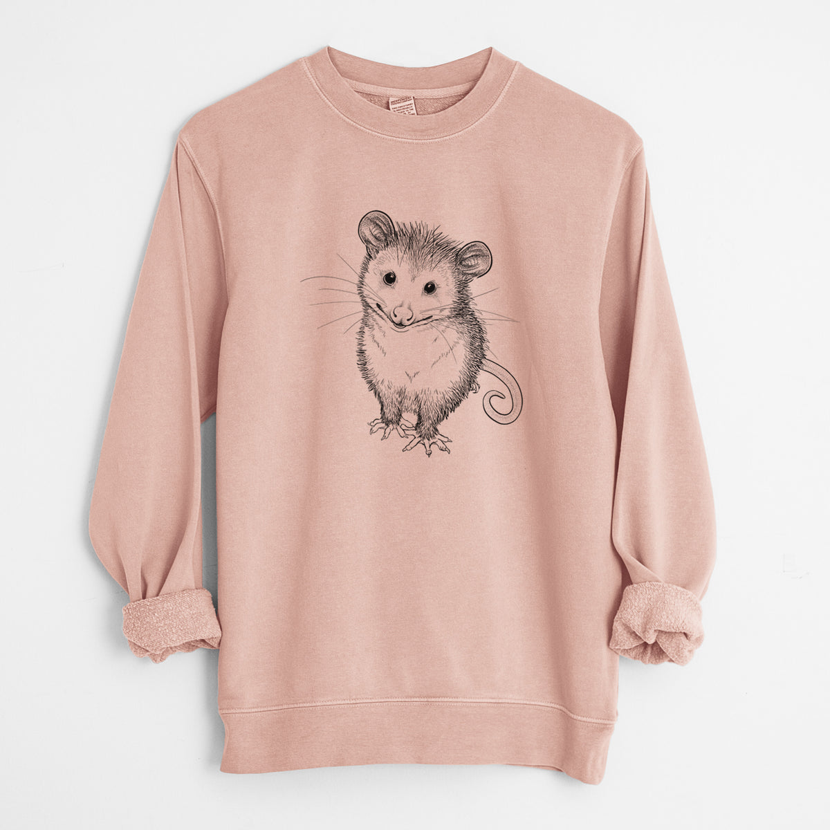 Cute Opossum - Unisex Pigment Dyed Crew Sweatshirt in Dusty Pink