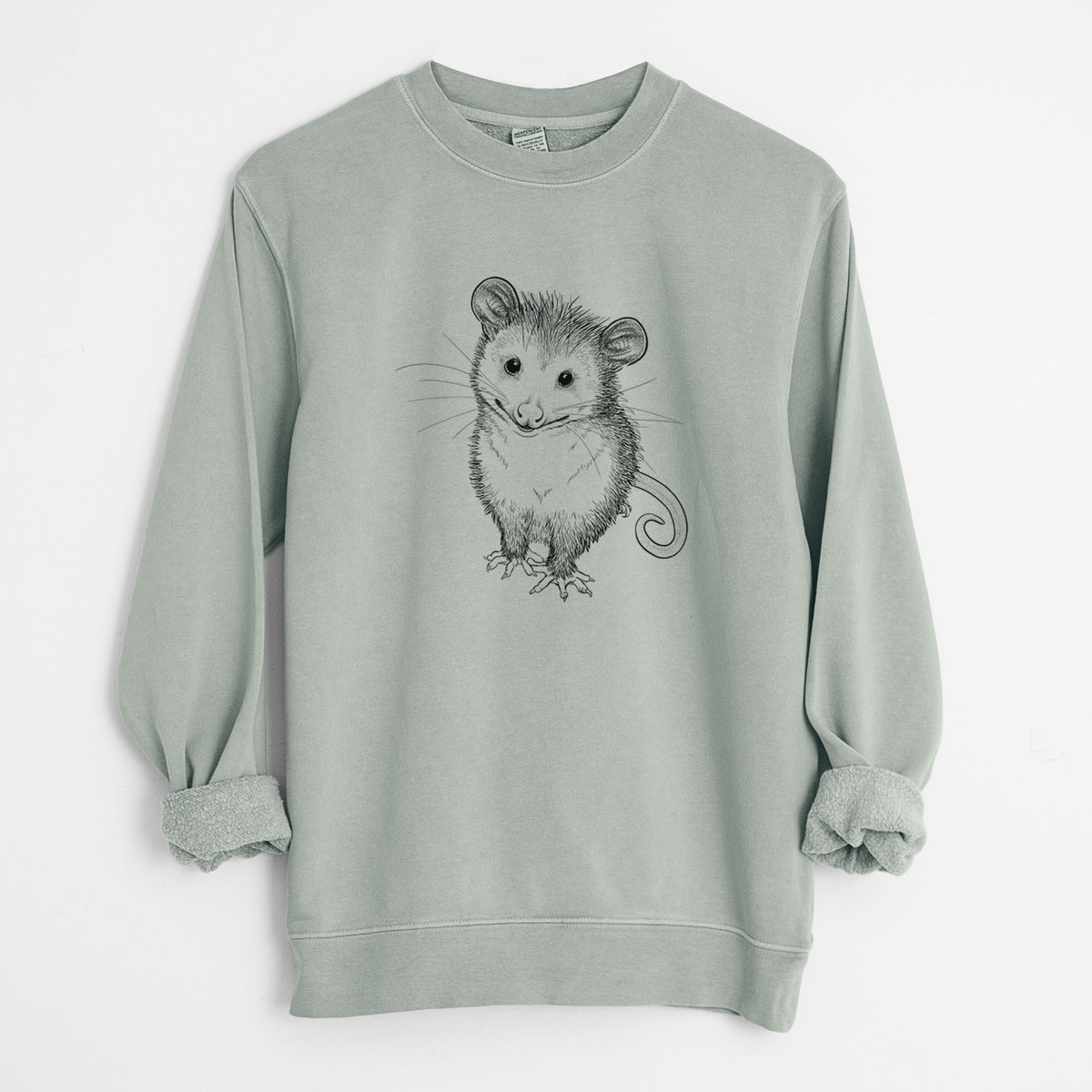 Cute Opossum - Unisex Pigment Dyed Crew Sweatshirt in Sage