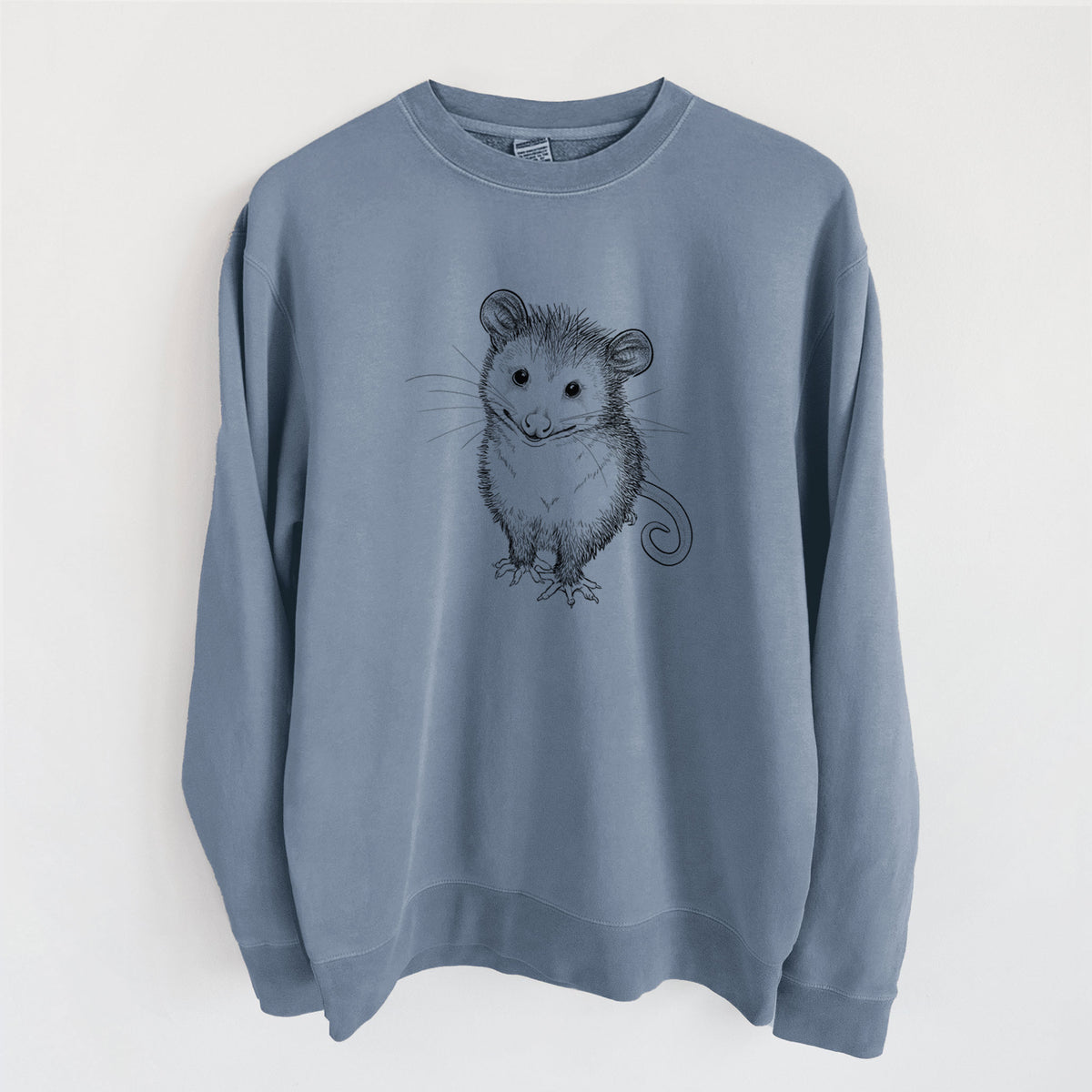 Cute Opossum - Unisex Pigment Dyed Crew Sweatshirt in Slate Blue
