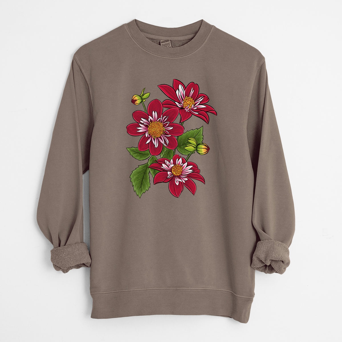 Dahlia Collarette - Night Butterfly - Unisex Pigment Dyed Crew Sweatshirt in Espresso