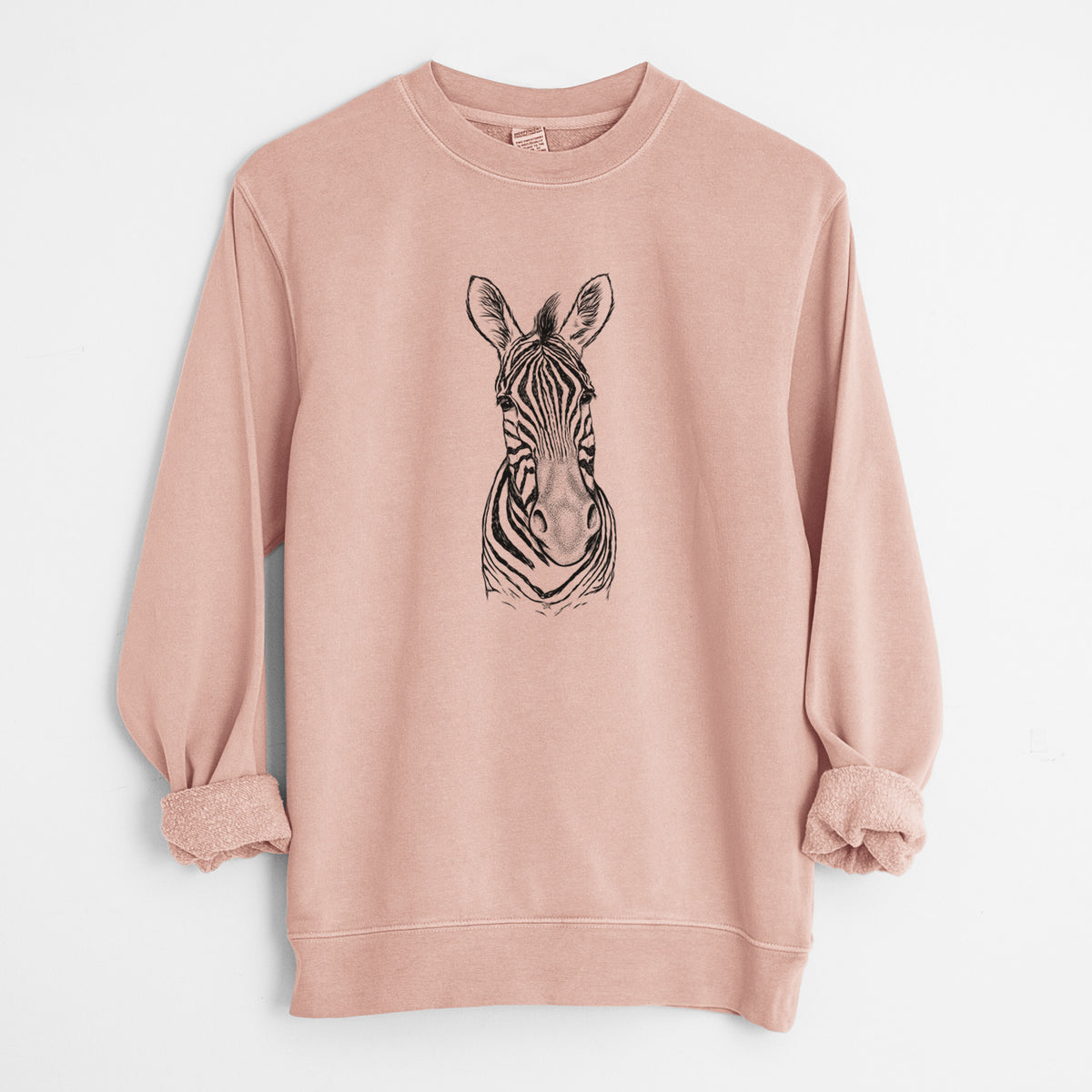 Damara Zebra - Equus quagga antiquorum - Unisex Pigment Dyed Crew Sweatshirt in Dusty Pink