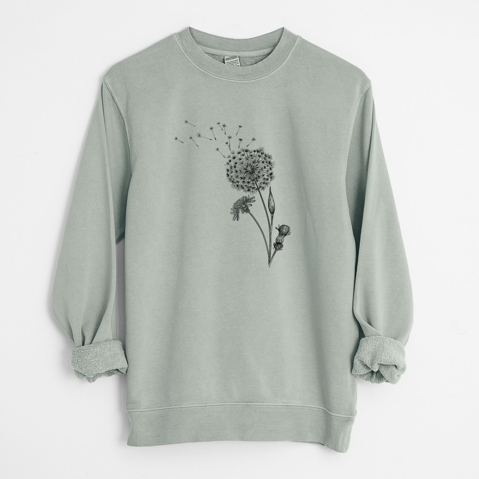 Common Dandelion - Taraxacum officinale - Unisex Pigment Dyed Crew Sweatshirt in Sage