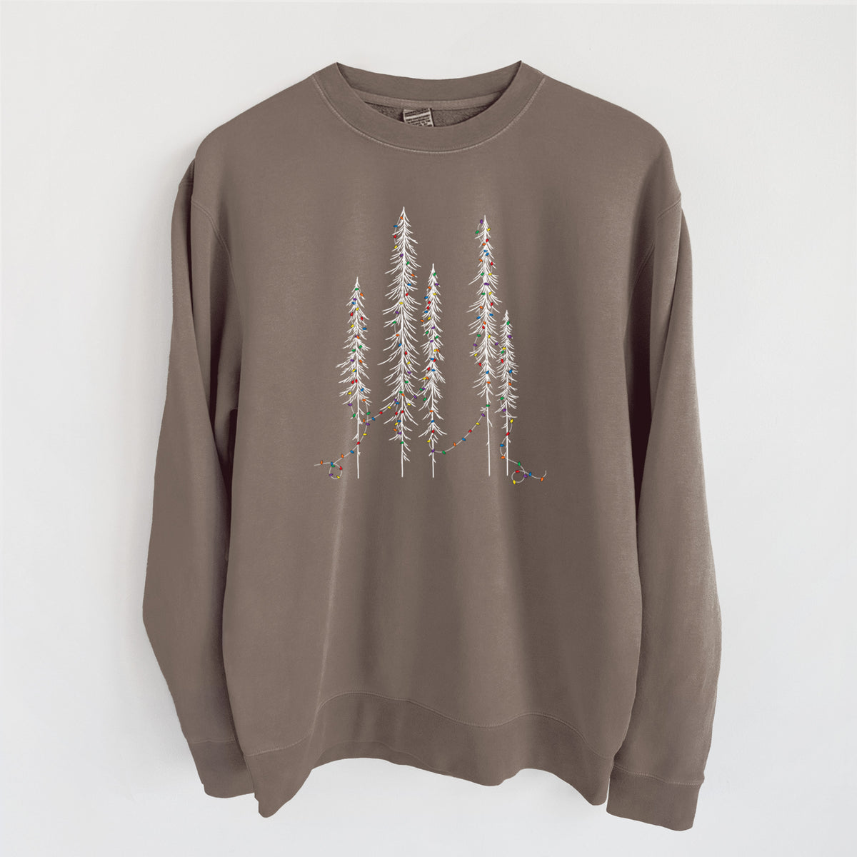 Christmas Deck the Redwoods - Unisex Pigment Dyed Crew Sweatshirt in Espresso color
