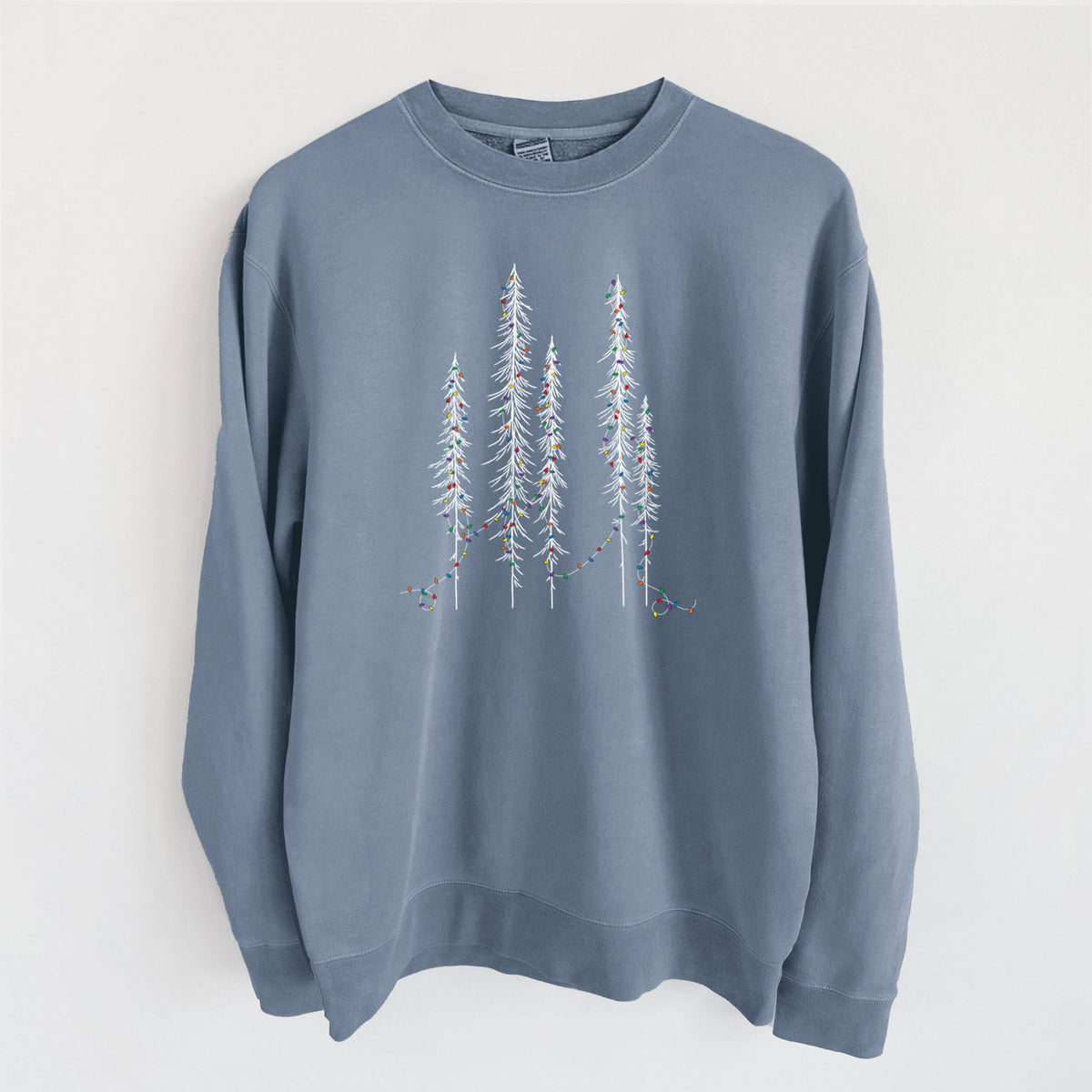 Christmas Deck the Redwoods - Unisex Pigment Dyed Crew Sweatshirt in Slate Blue
