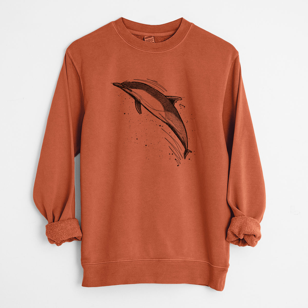 Short-Beaked Common Dolphin - Delphinus delphis - Unisex Pigment Dyed Crew Sweatshirt in Amber