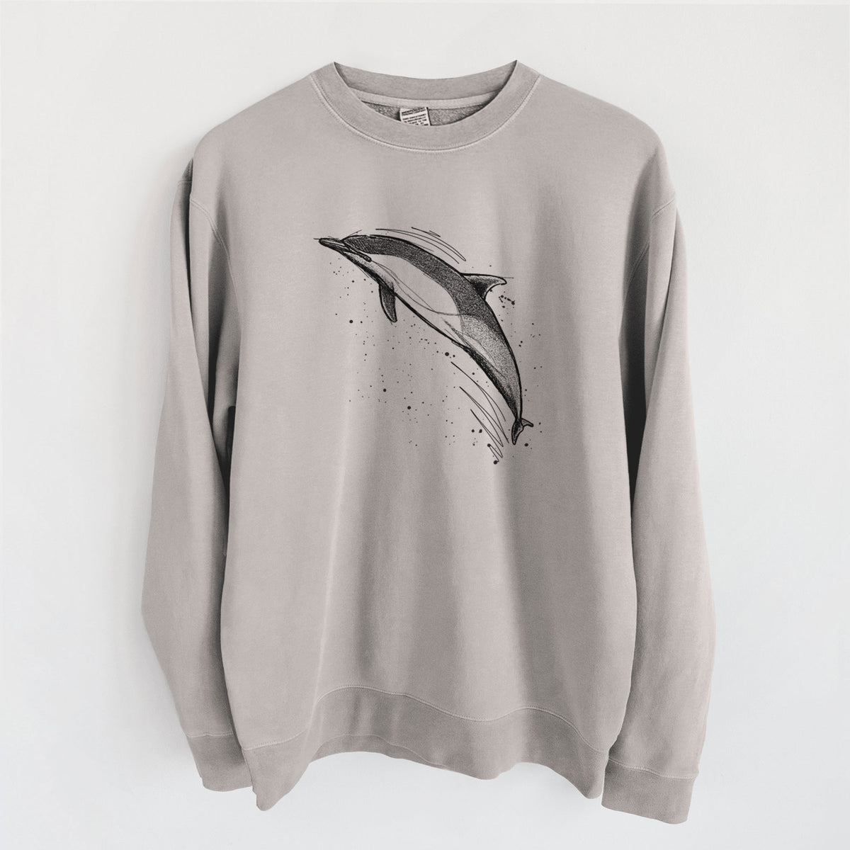 Short-Beaked Common Dolphin - Delphinus delphis - Unisex Pigment Dyed Crew Sweatshirt in Cement