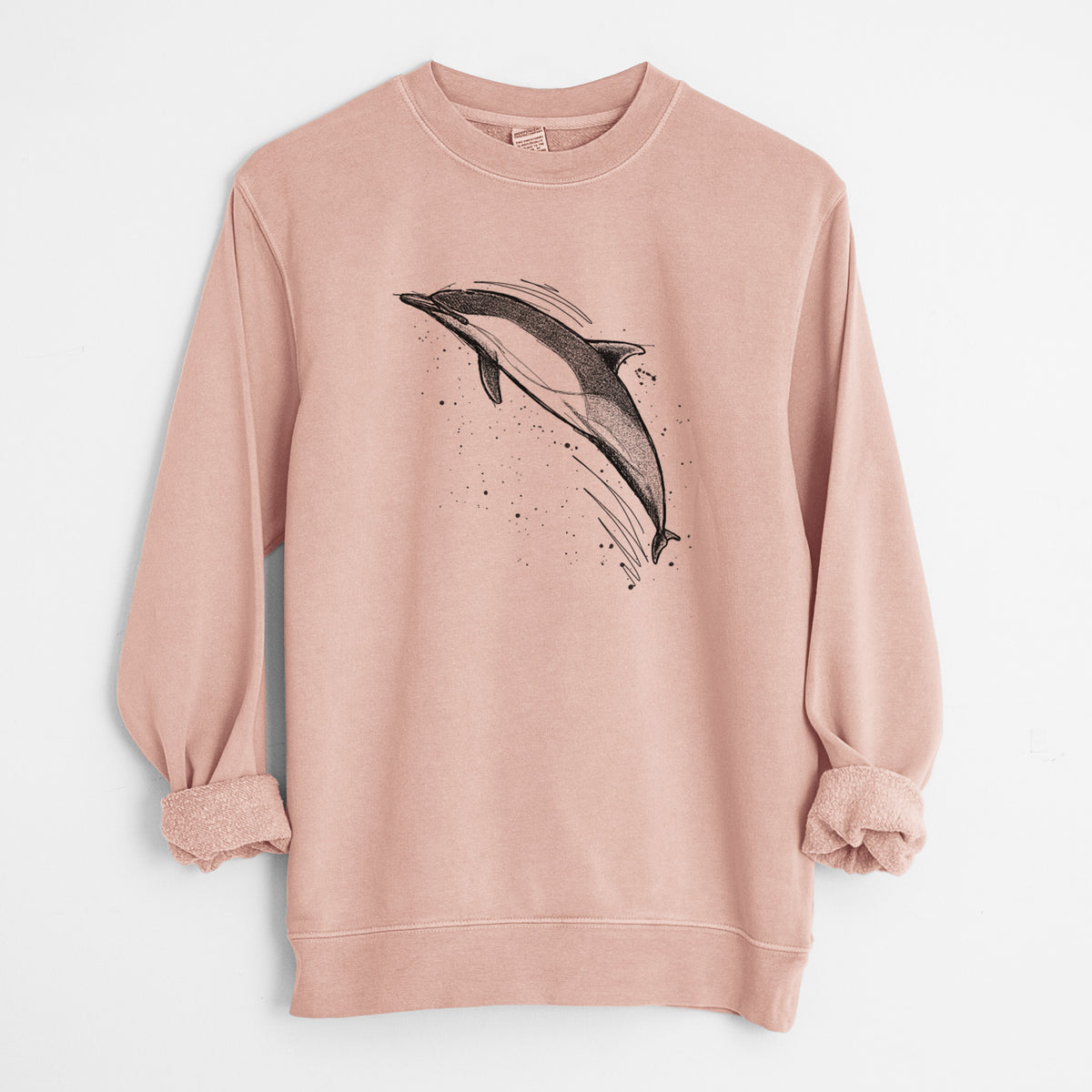 Short-Beaked Common Dolphin - Delphinus delphis - Unisex Pigment Dyed Crew Sweatshirt in Dusty Pink