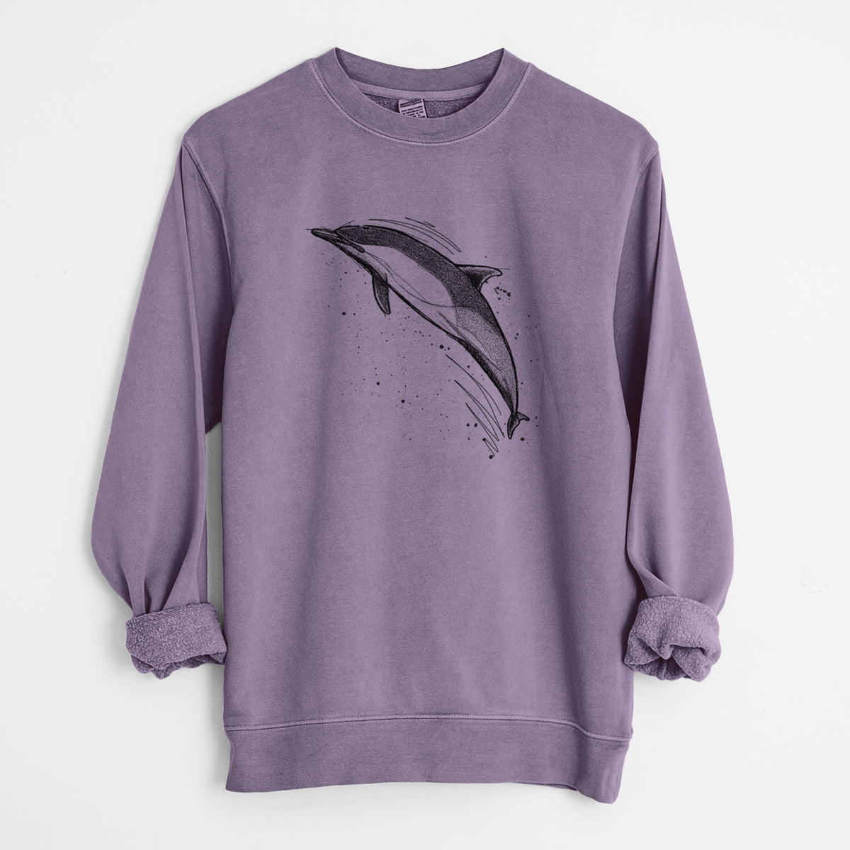 Short-Beaked Common Dolphin - Delphinus delphis - Unisex Pigment Dyed Crew Sweatshirt in Plum