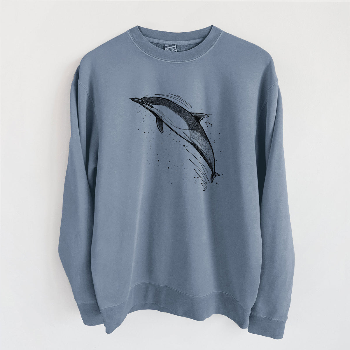 Short-Beaked Common Dolphin - Delphinus delphis - Unisex Pigment Dyed Crew Sweatshirt in Slate Blue