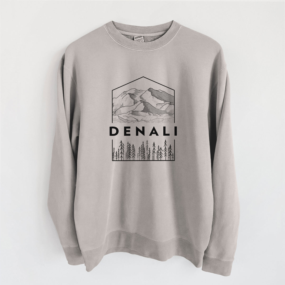 Denali Mountain - Denali National Park - Unisex Pigment Dyed Crew Sweatshirt in Cement