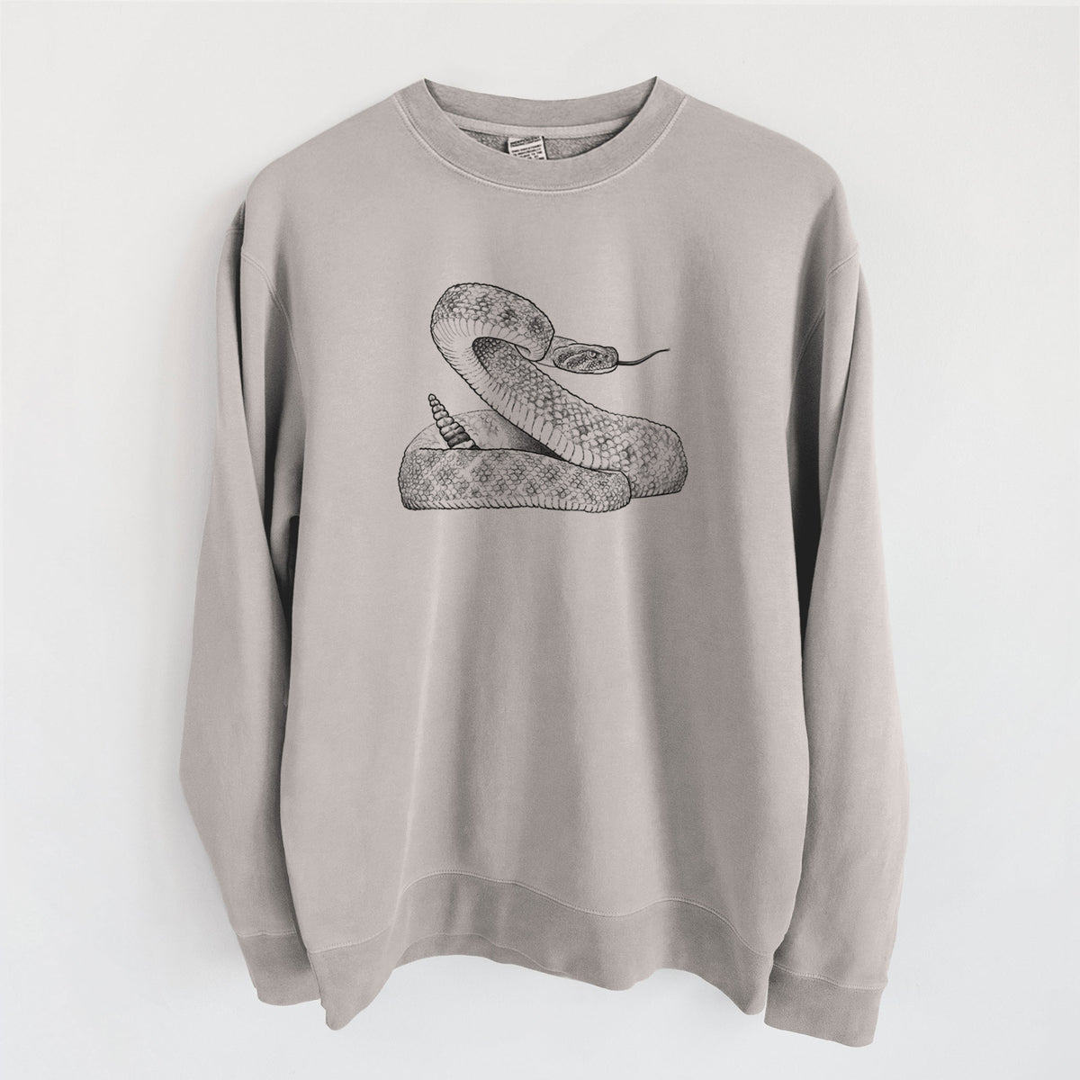Western Diamondback Rattlesnake - Crotalus atrox - Unisex Pigment Dyed Crew Sweatshirt in Cement