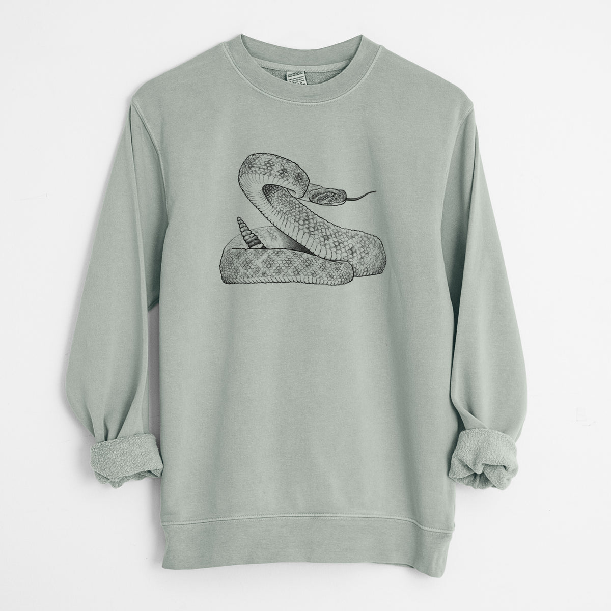Western Diamondback Rattlesnake - Crotalus atrox - Unisex Pigment Dyed Crew Sweatshirt in Sage