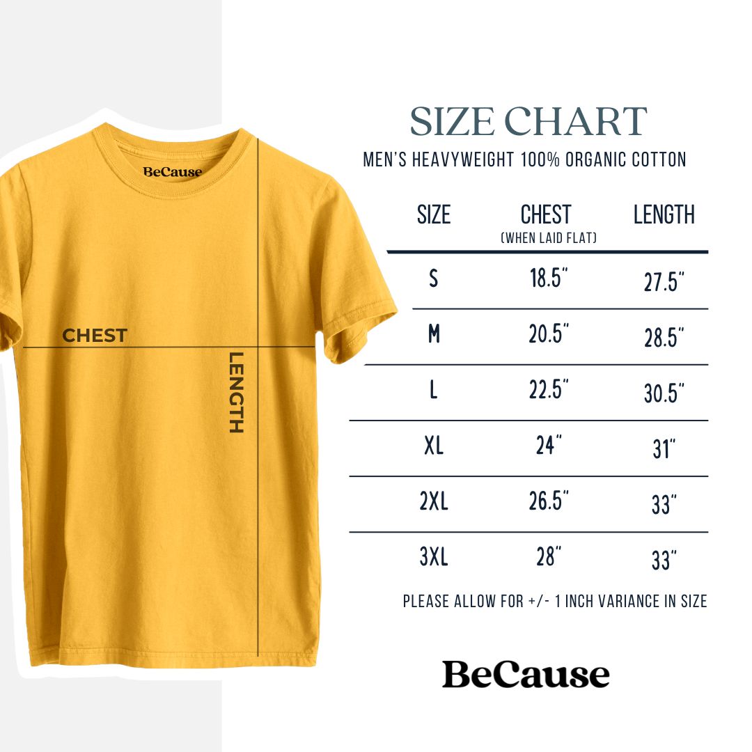 Product photo of the BeCause Tees Heavyweight Men's 100% Organic Cotton Tee.