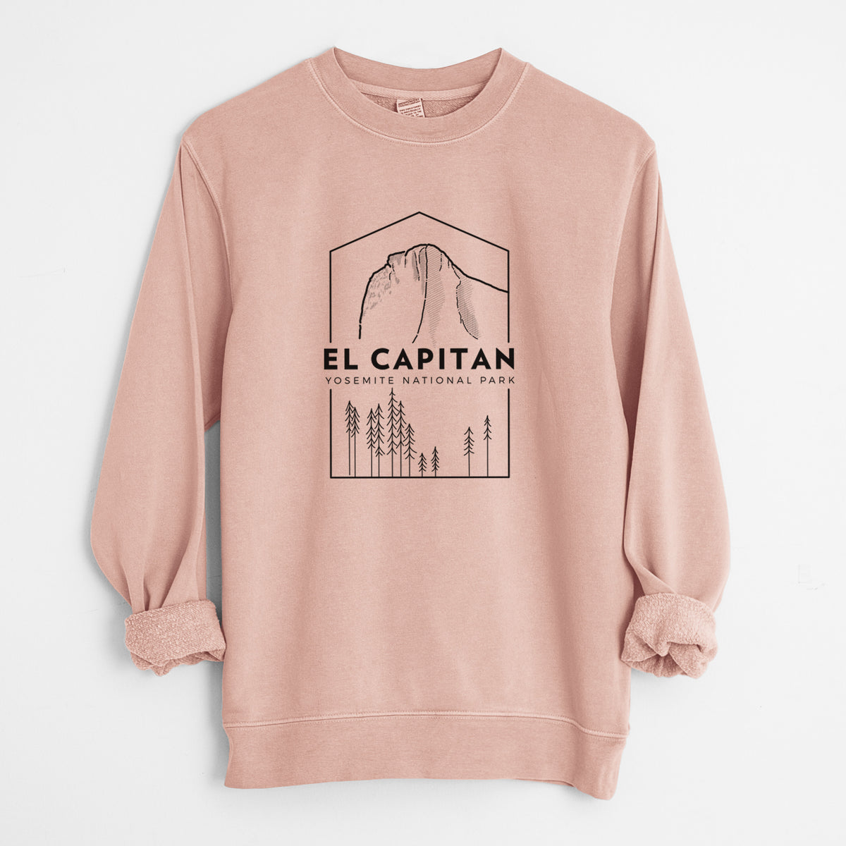 El Capitan - Yosemite National Park - Unisex Pigment Dyed Crew Sweatshirt in Dusty Pink