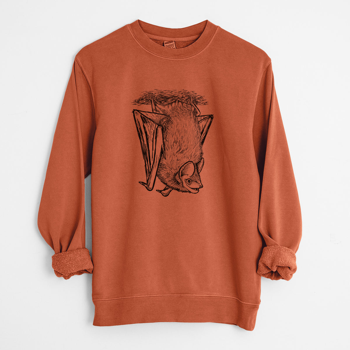 Eptesicus fuscus - Big Brown Bat - Unisex Pigment Dyed Crew Sweatshirt in Amber