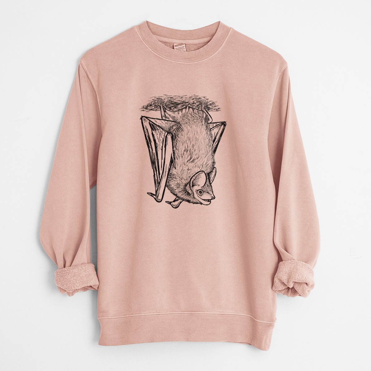 Eptesicus fuscus - Big Brown Bat - Unisex Pigment Dyed Crew Sweatshirt in Dusty Pink