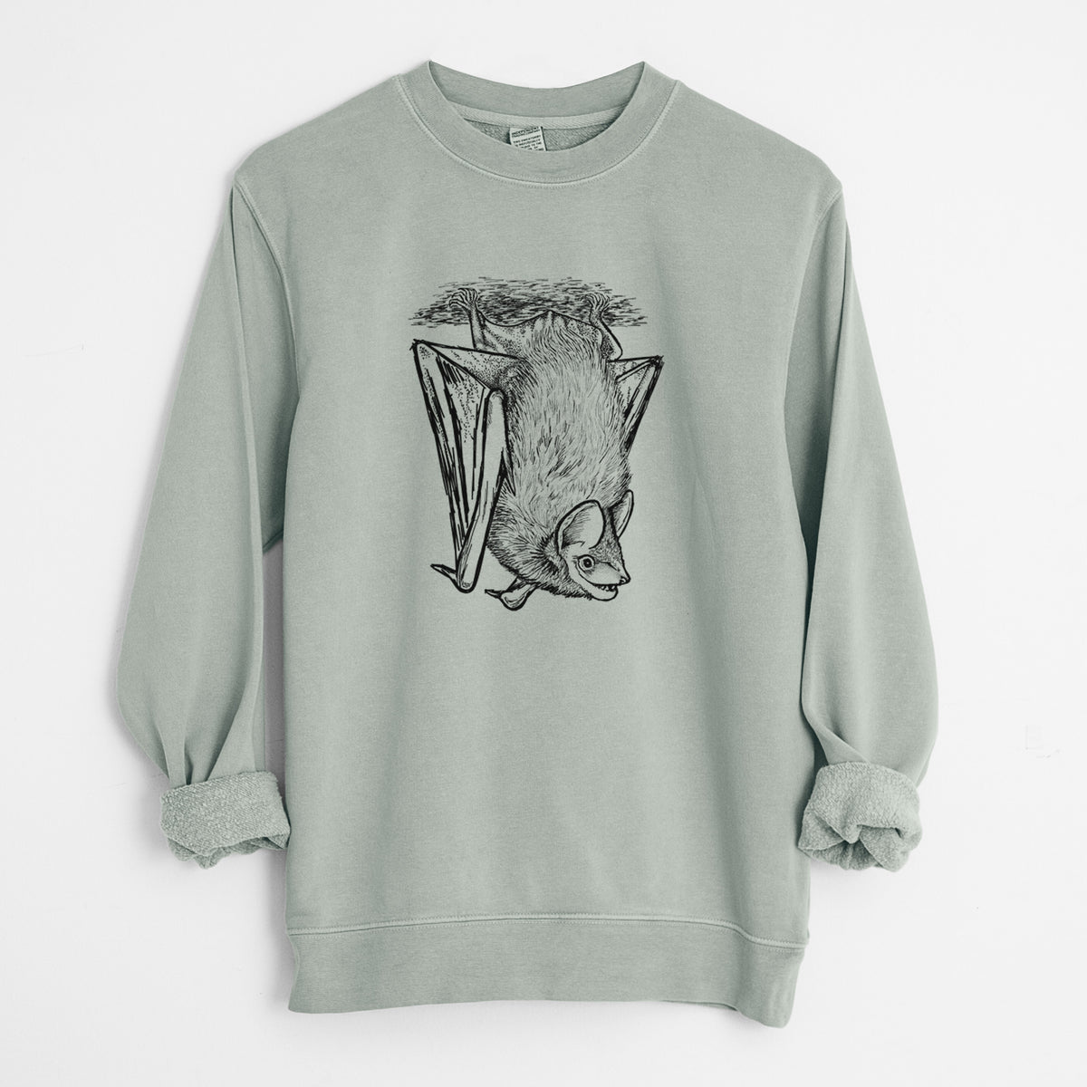 Eptesicus fuscus - Big Brown Bat - Unisex Pigment Dyed Crew Sweatshirt in Sage