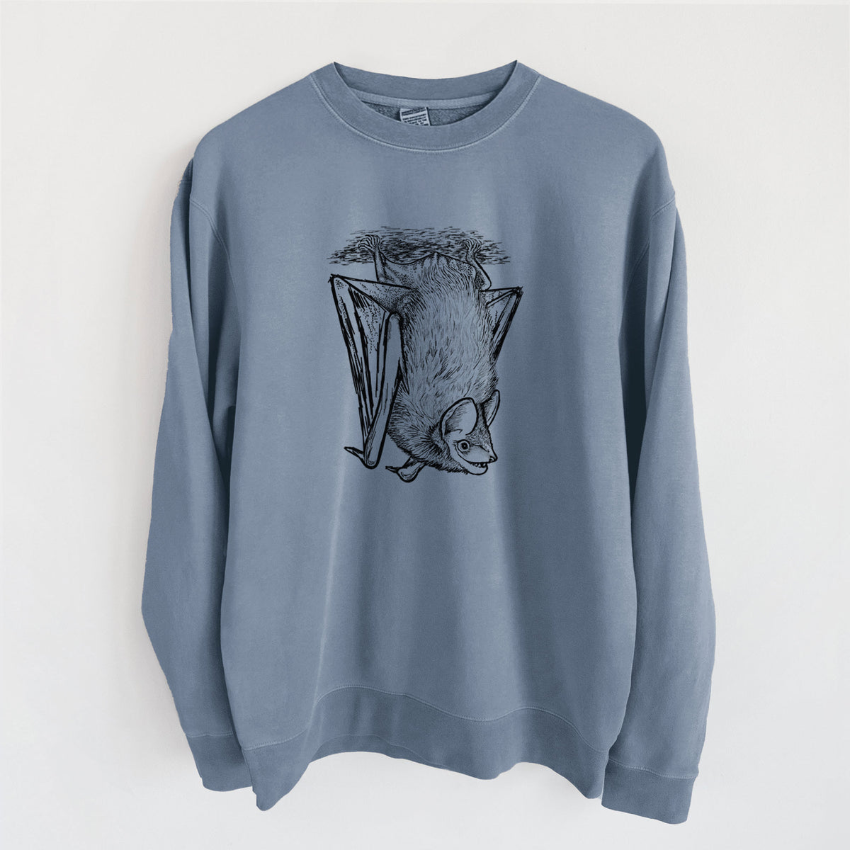 Eptesicus fuscus - Big Brown Bat - Unisex Pigment Dyed Crew Sweatshirt in Slate Blue