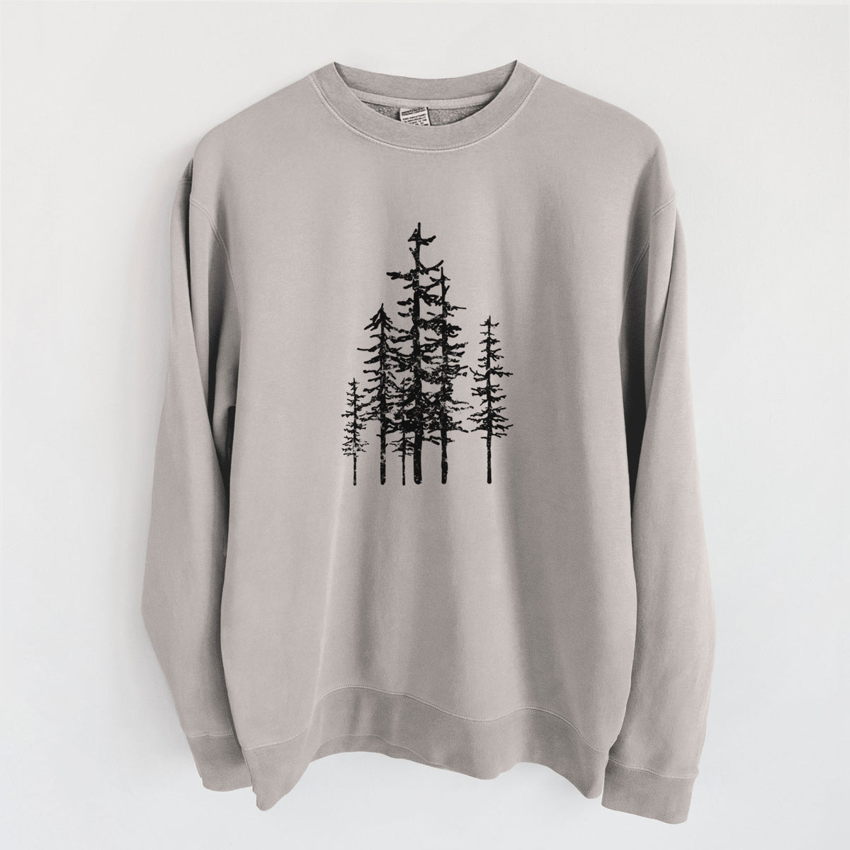 Evergreen Trees - Unisex Pigment Dyed Crew Sweatshirt in Cement