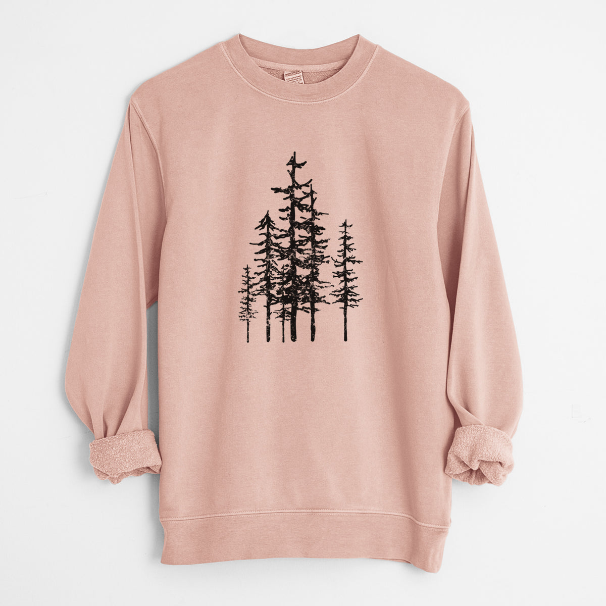 Evergreen Trees - Unisex Pigment Dyed Crew Sweatshirt in Dusty Pink