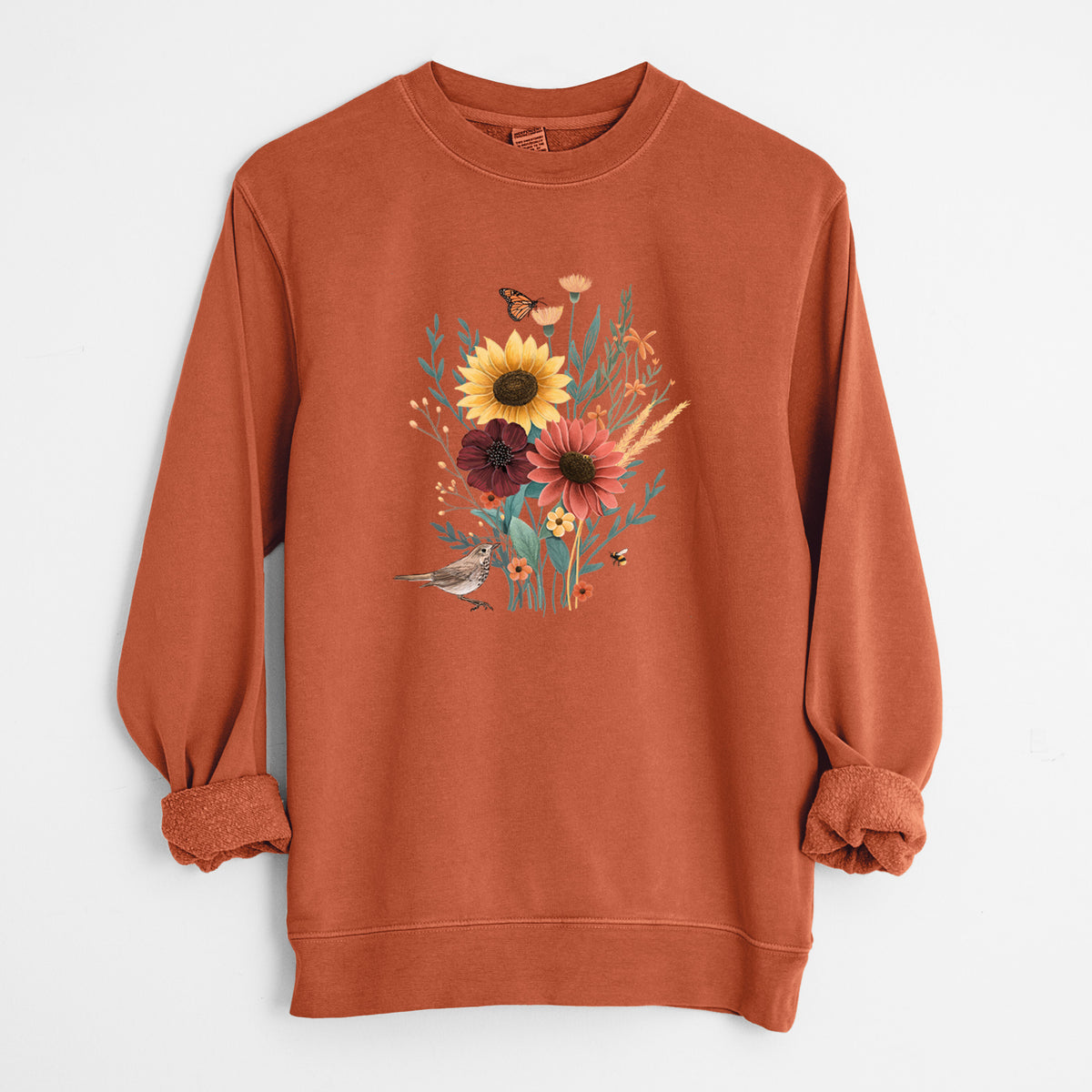 Fall Bouquet - Unisex Pigment Dyed Crew Sweatshirt in Amber