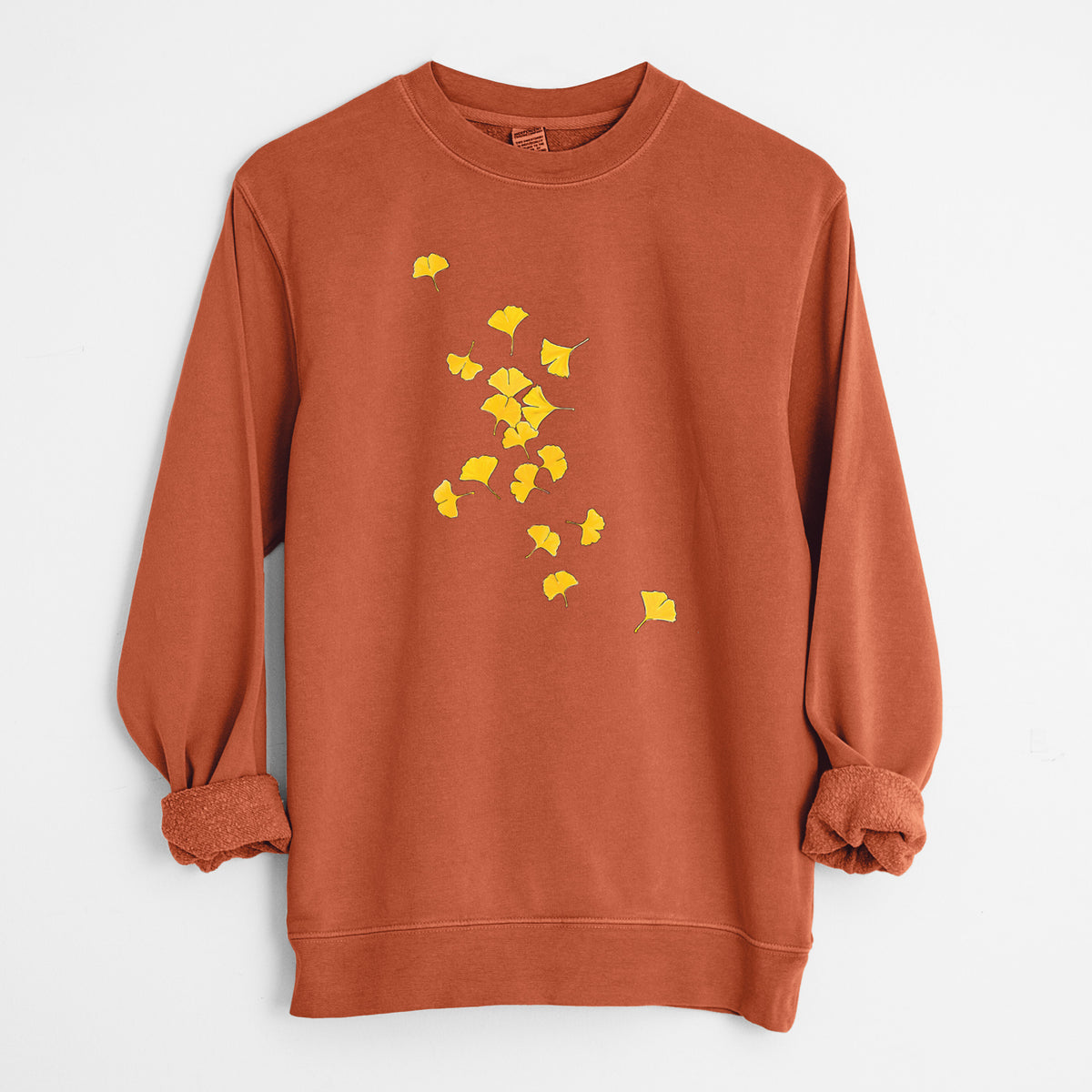 Falling Ginkgo Leaves - Unisex Pigment Dyed Crew Sweatshirt in Amber
